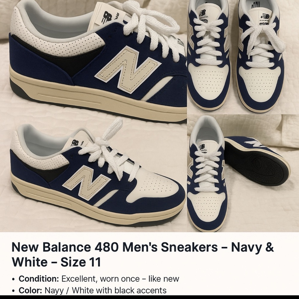 New Balance Men's Sneakers - Navy and Cream